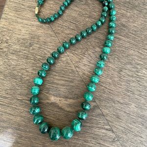 Graduated Malachite Hand Cut 24” Bead Necklace
